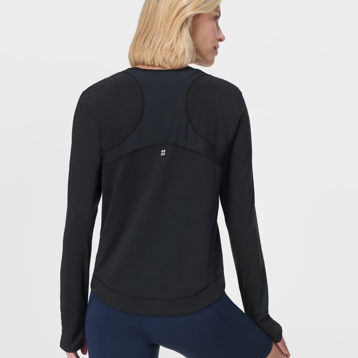 Sweaty Betty Breathe Easy Mesh Long Sleeve Top ZWART - Maat M