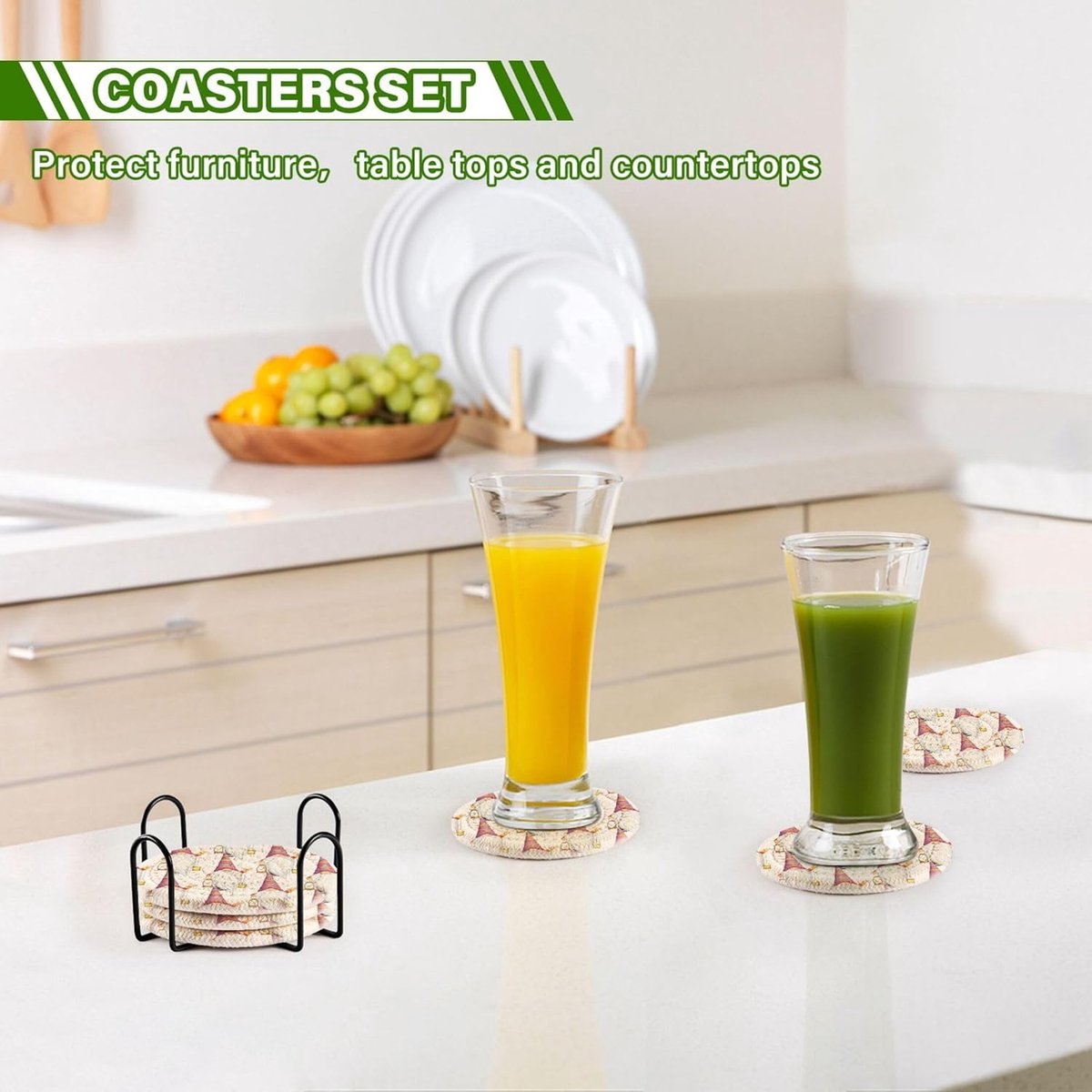 Onderzetters set - Drankmatjes - Dranken beschermen - Hittebestendig 180°C - 6 stuks - Wit