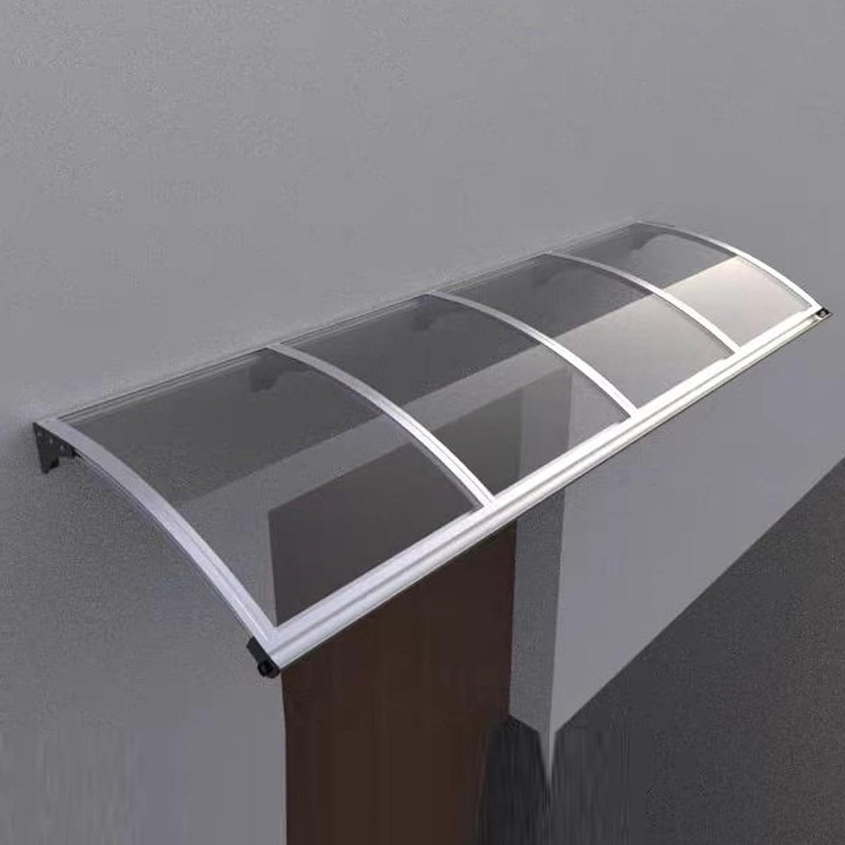Robuuste Deurluifel - Voordeur Overkapping - Bescherming Buiten - UV Regen Sneeuw - 65x60cm - Transparant Zilver