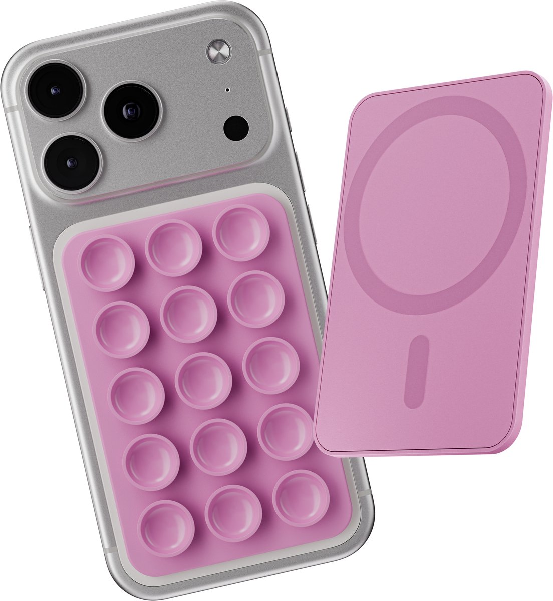 Reovo - Zuignap - Roze - Telefoonhoesje Tiktok -Telefoonhouder - geschikt voor iPhone 12 / 13 / 14 / 15 / 16 / 17