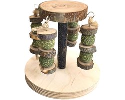 Knaagspeeltjes Set - Houten Snacks - Tanden Onderhoud - Natuurlijk Appel En Hooi - 14x13cm - Natuurlijk