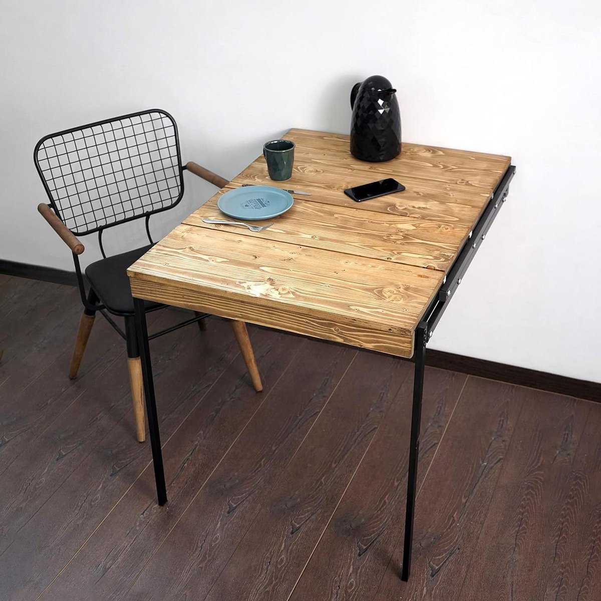 Klaptafel - Wandtafel Bureau - Ruimte Besparen - Opklapbaar Ontwerp - 98 x 70 cm - Walnoot