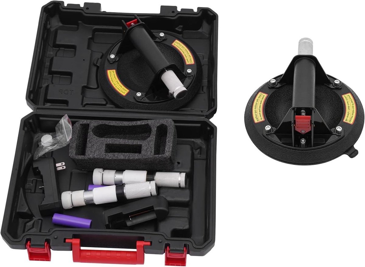 Elektrische Zuignap - Vacuüm Lift - Zware Objecten Verplaatsen - Krachtige Batterij - 20 cm Diameter - Zwart