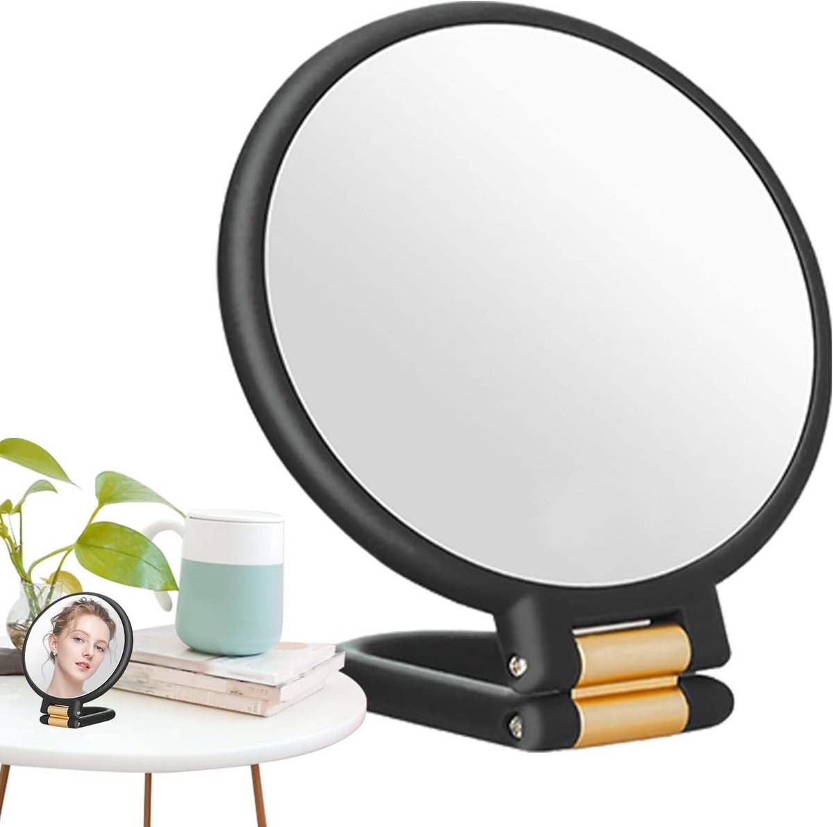 Vergrotingsspiegel - Make-up spiegel - Nauwkeurige verzorging - Dubbelzijdig ontwerp - 10x vergroting - Zwart