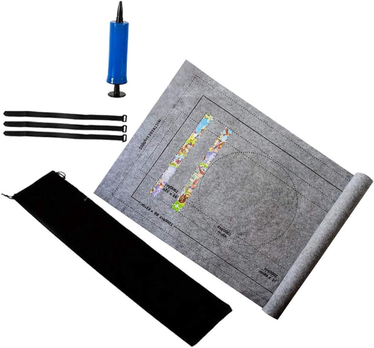 Puzzelmat - Puzzelrol opslag - Puzzels bewaren - Ruimte voor 1500 stukjes - 80x118 cm - Grijs