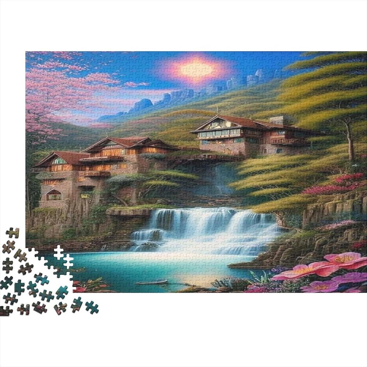 Houten Puzzel - Familie Legpuzzel - Ontspanning Thuis - Unieke Vormen - 1000 Stukjes - Meerdere Kleuren