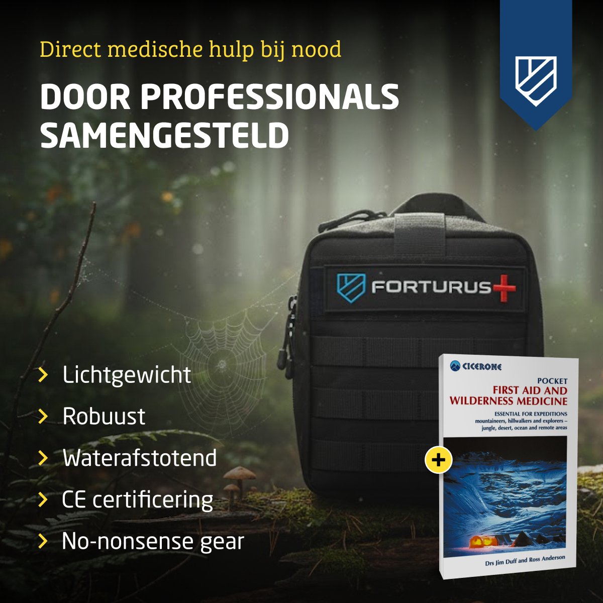 Forturus® Trauma EHBO Kit 190-delig– Complete EHBO Set & First Aid Verbanddoos met First Aid Guide (Pocket First Aid and Wilderness Medicine), Tourniquet, CPR-masker, Spalk & Noodverband voor Auto, Thuis & Outdoor – foto 4