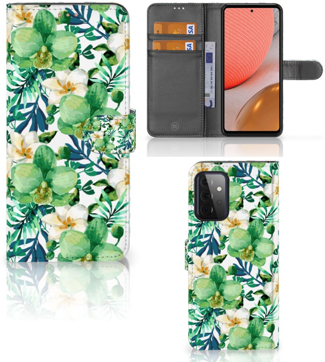 Samsung Galaxy A72 Hoesje Orchidee Groen