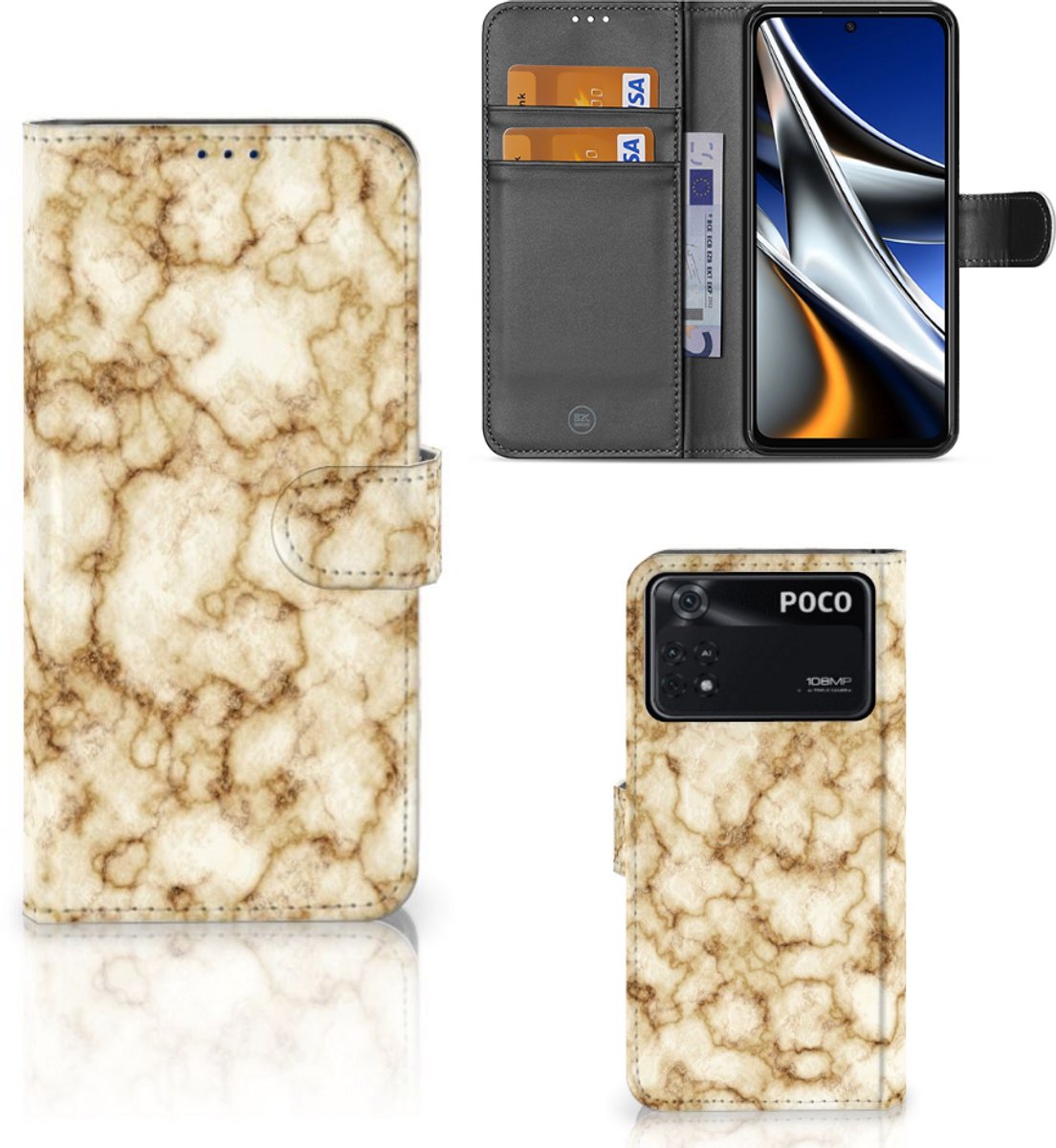Xiaomi Poco X4 Pro 5G Bookcase Marmer Goud