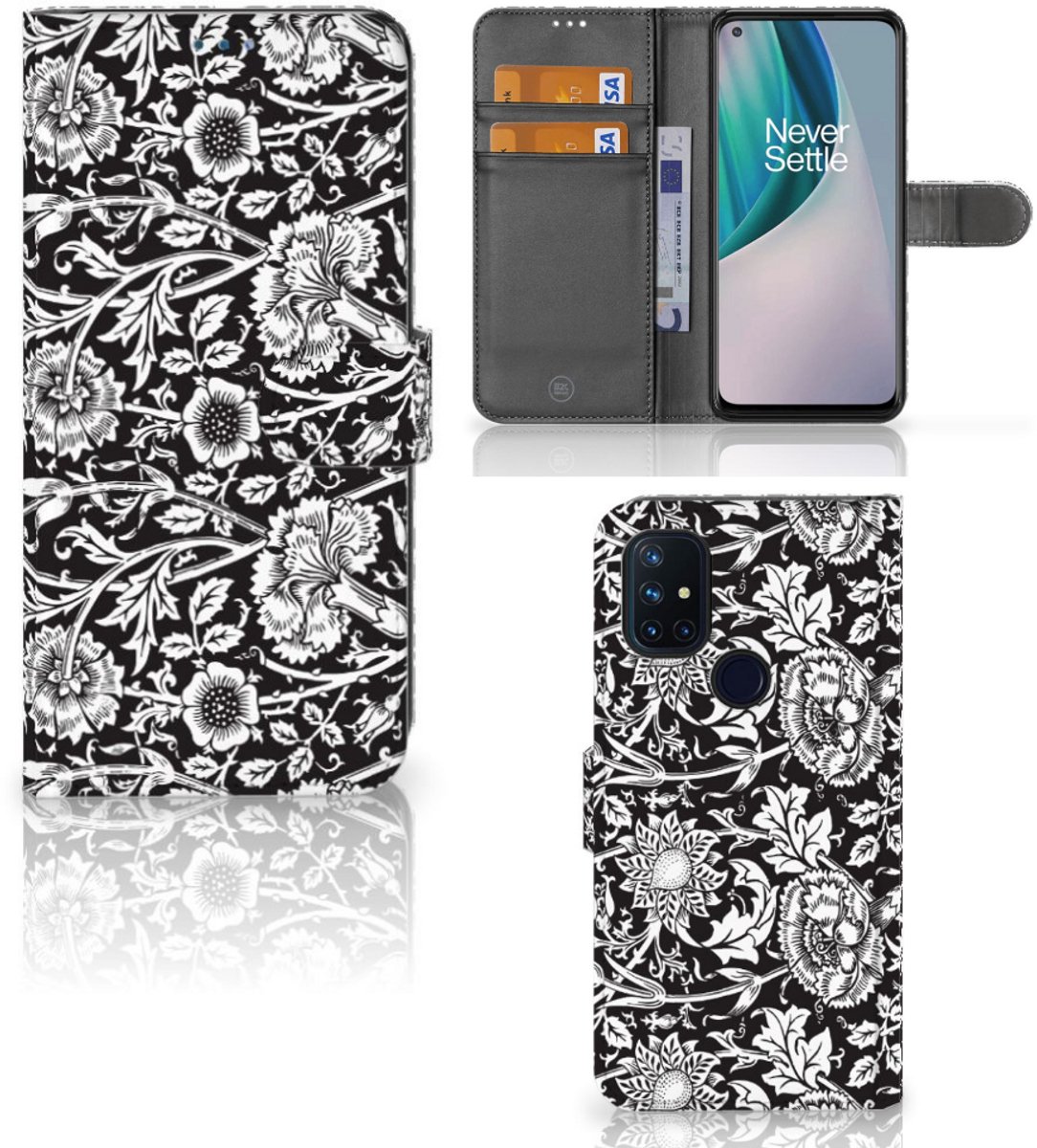 OnePlus Nord N10 Hoesje Black Flowers
