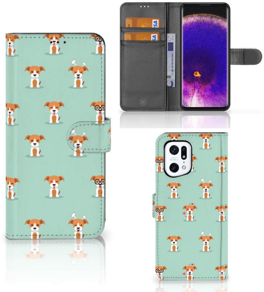 OPPO Find X5 Pro Telefoonhoesje met Pasjes Pups