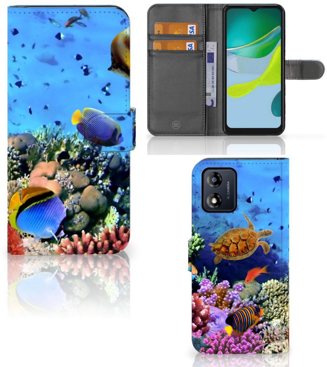 Motorola Moto E13 4G Telefoonhoesje met Pasjes Vissen