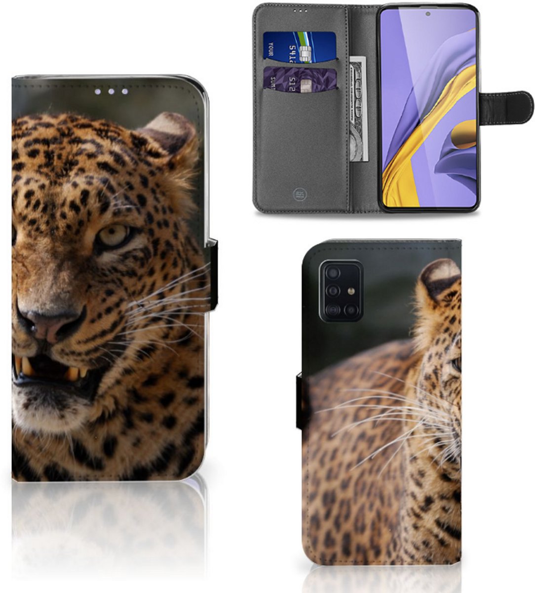 Samsung Galaxy A51 Telefoonhoesje met Pasjes Luipaard
