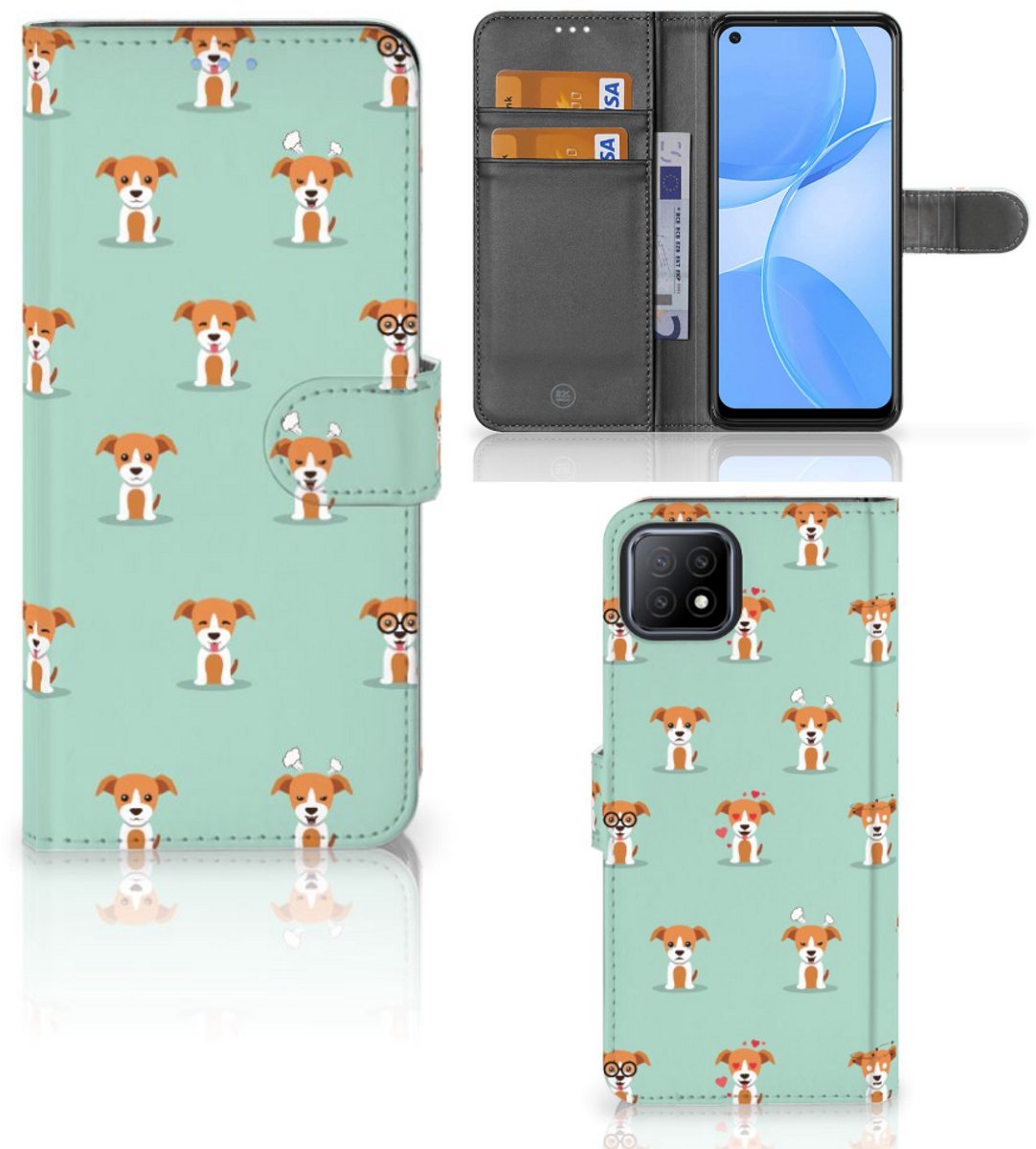 OPPO A73 5G Telefoonhoesje met Pasjes Pups