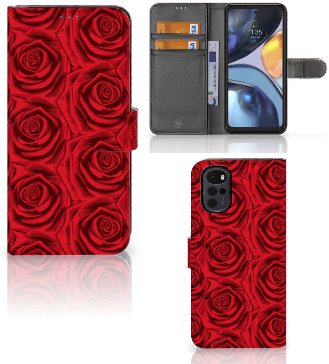 Motorola Moto G22 Hoesje Red Roses