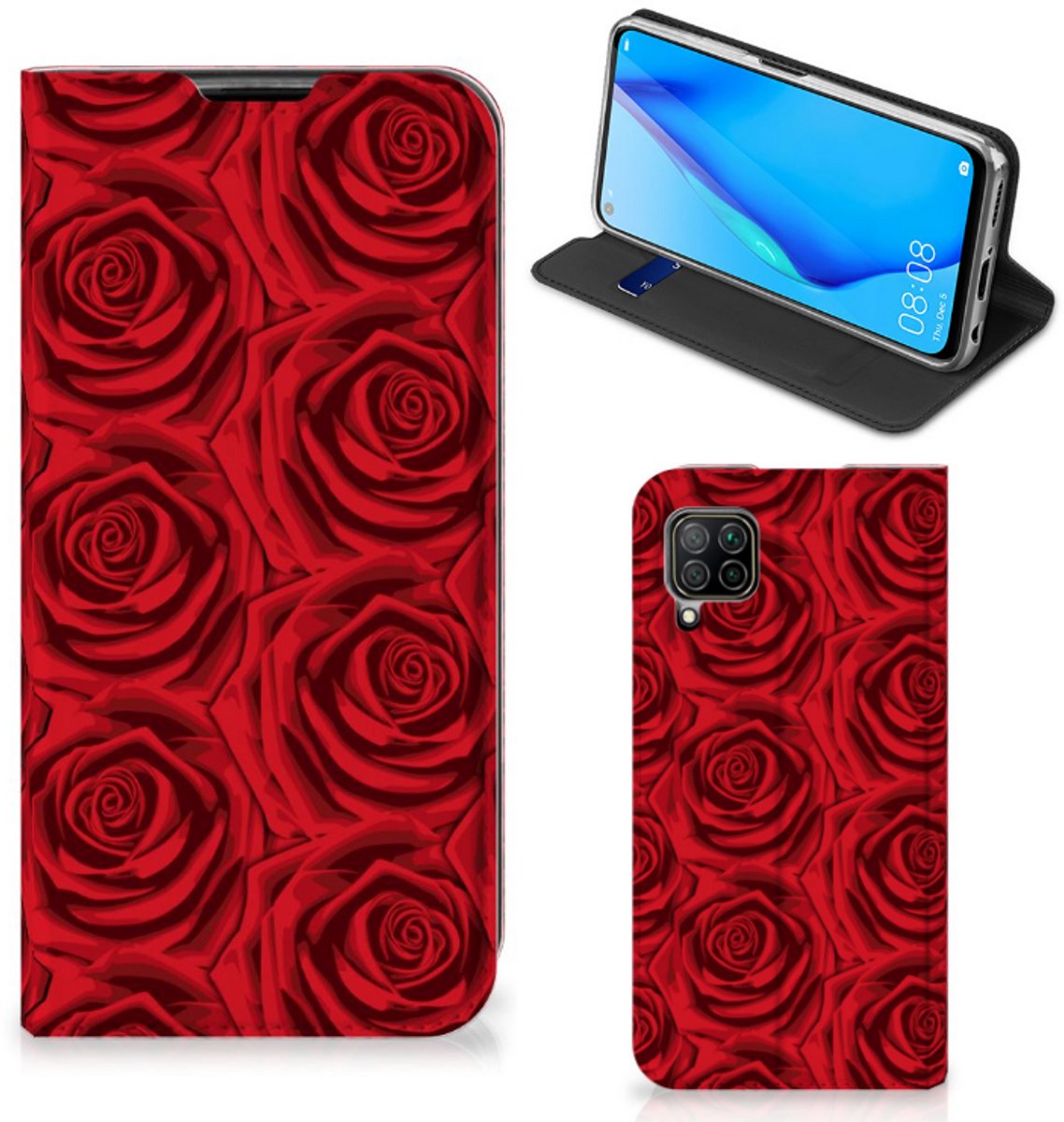 Huawei P40 Lite Smart Cover Red Roses