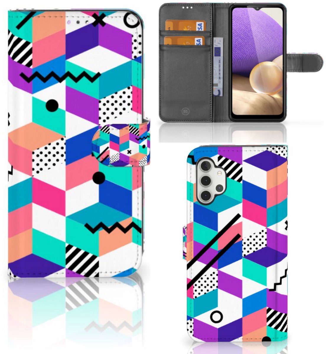Samsung Galaxy A32 4G Book Case Blokken Kleurrijk