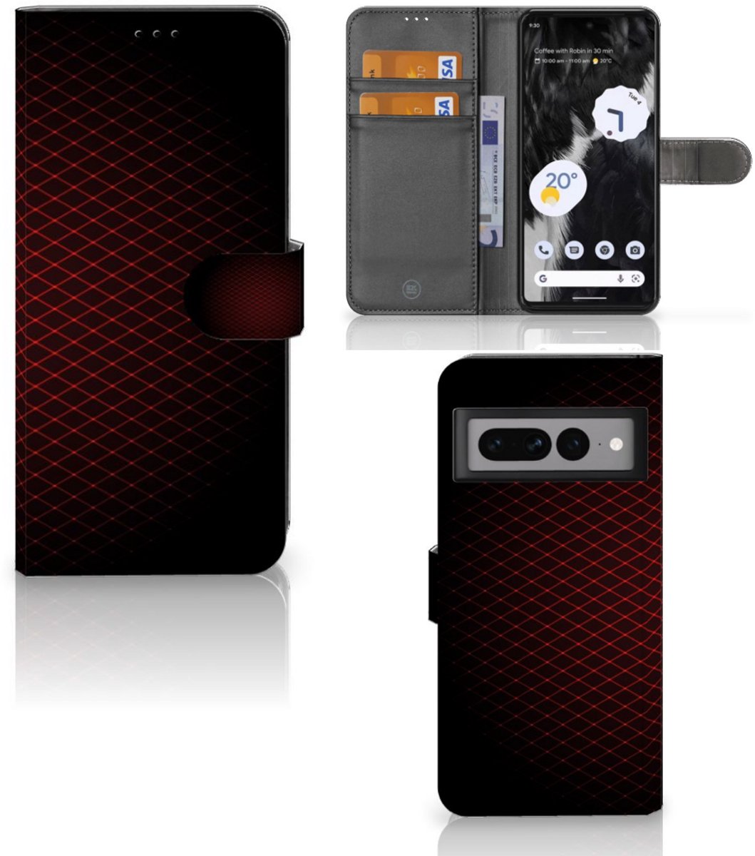 Google Pixel 7 Pro Telefoon Hoesje Geruit Rood