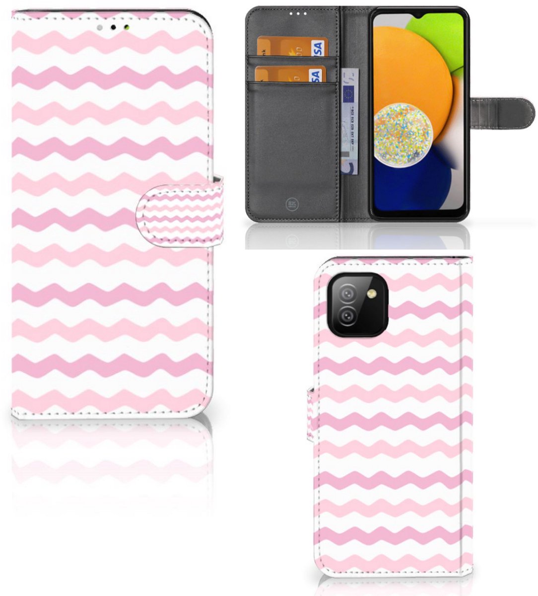 Samsung Galaxy A03 Telefoon Hoesje Waves Roze