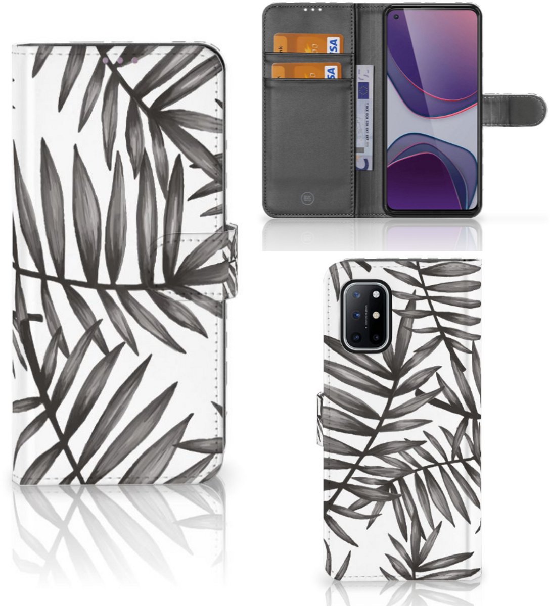 OnePlus 8T Hoesje Leaves Grey