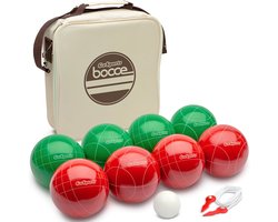 Jeu de Boules Set - Bocce Ballen - Buiten Spelen - Officiële Maat Set - 100 mm Ballen - Groen Rood