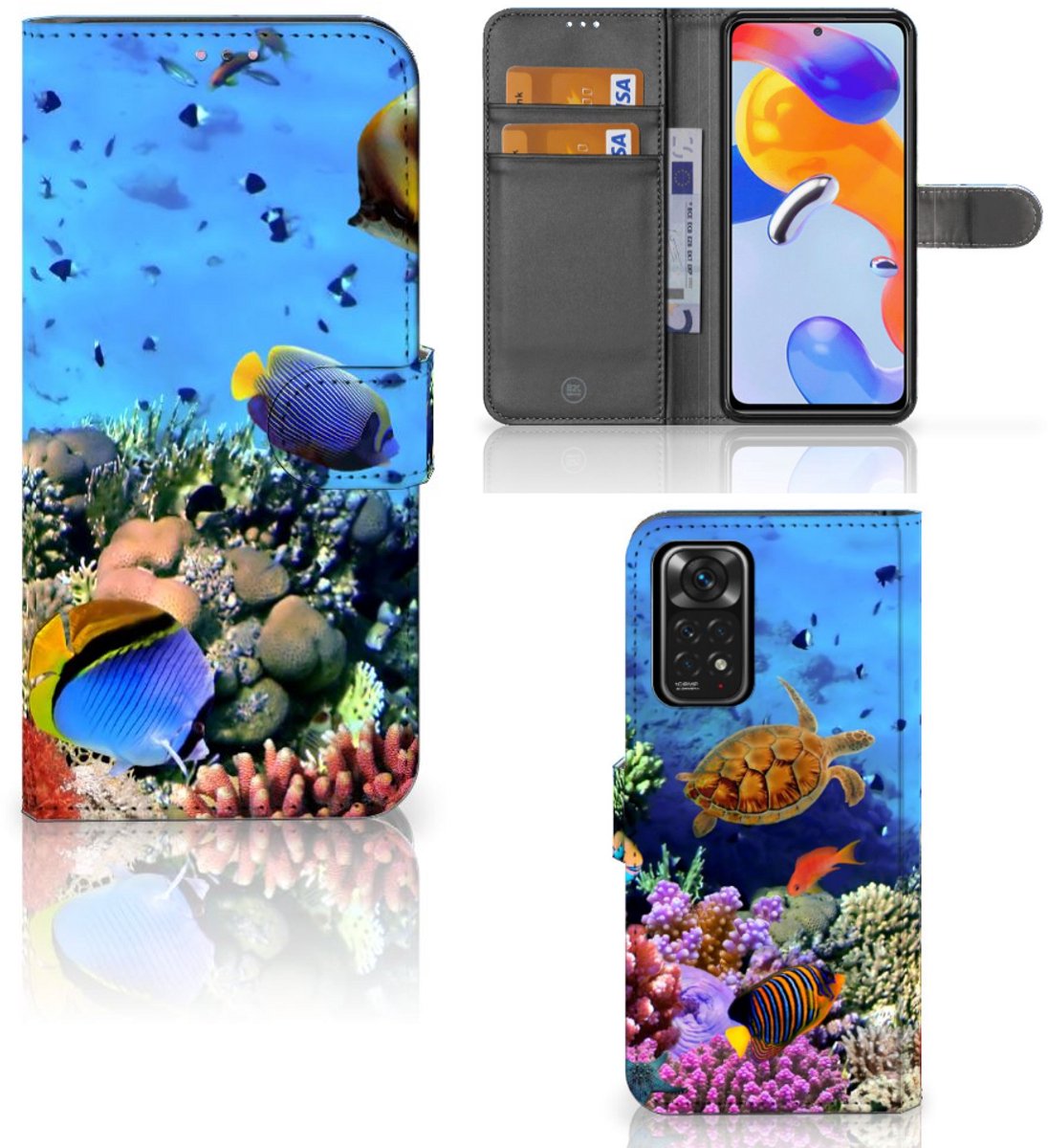 Xiaomi Redmi Note 11 Pro 5G/4G Telefoonhoesje met Pasjes Vissen