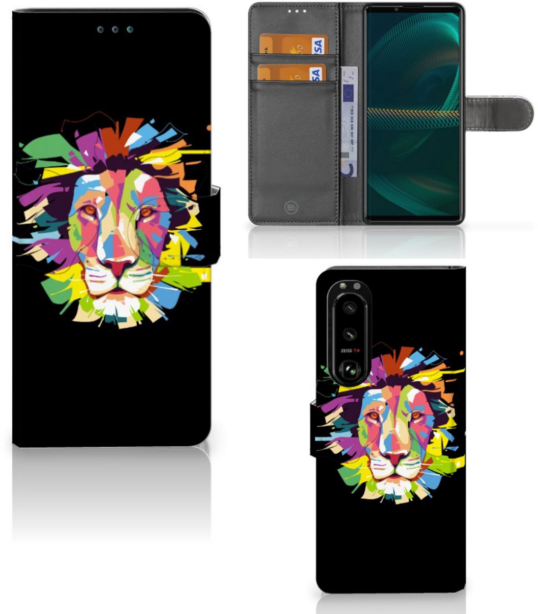 Book Case voor Sony Xperia 5III Leuk Hoesje Lion Color