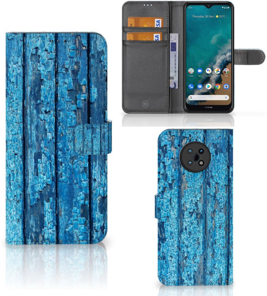 Nokia G50 Book Style Case Wood Blue