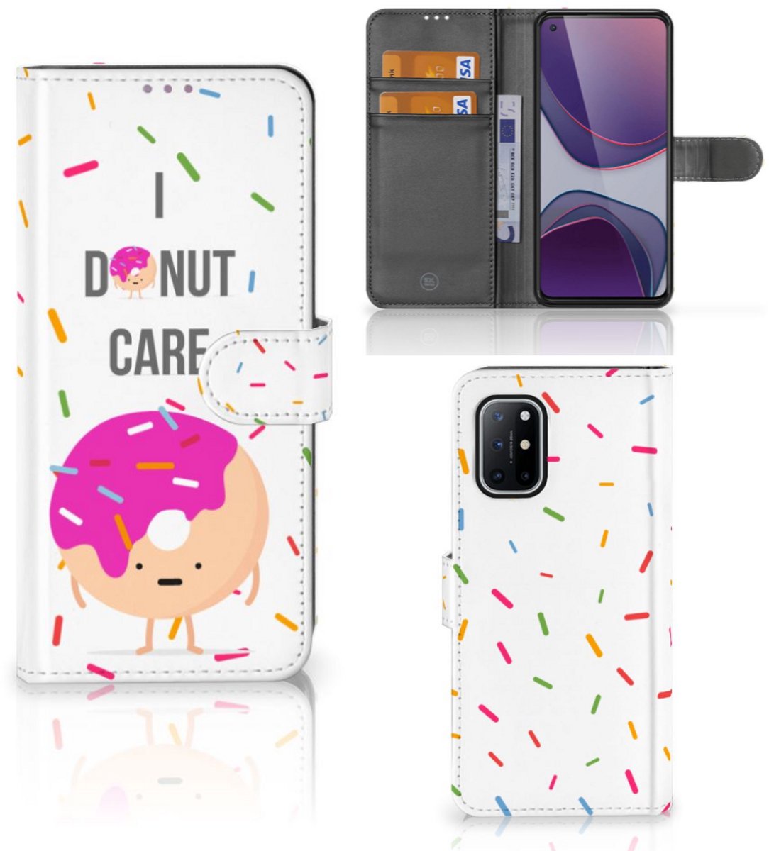 OnePlus 8T Book Cover Donut Roze