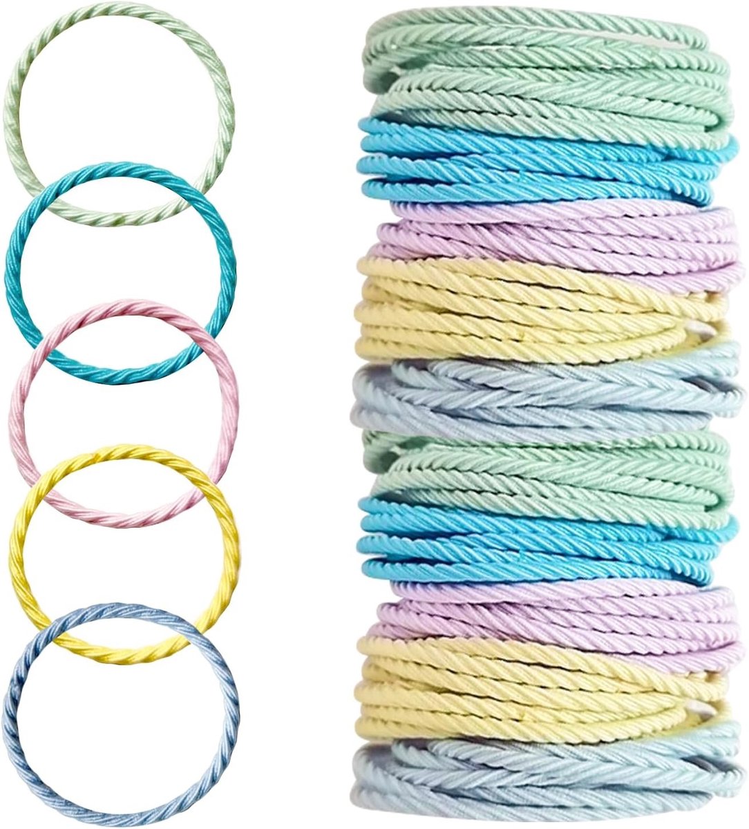 Pack van 100 Haarbandjes voor Vrouwen, 4.5 cm, Elastische Vlechtbandjes voor Meisjes, Metalen Vrije Ponytail Accessoire, Kleine 2 mm Elastische Haarbandjes voor Diverse Haarstijlen