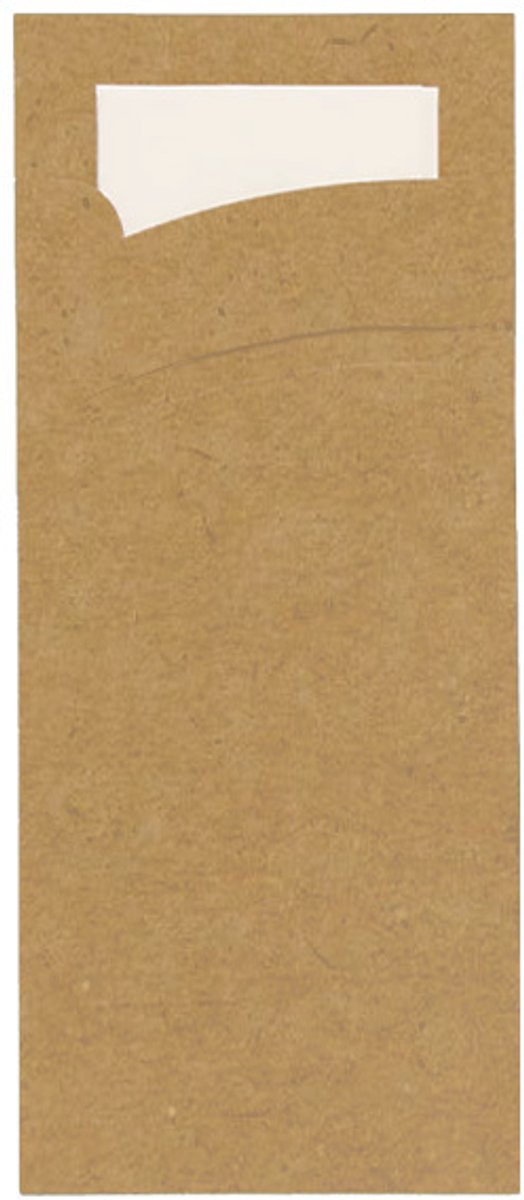 Pochette bestekzakje Bruin met servet 85x190mm - 1.000 st/ds.