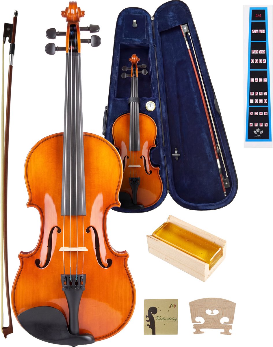 Finesse Viool Starterset - met Koffer & Accessoires - 4/4 - Viool Muziekinstrument - Milan