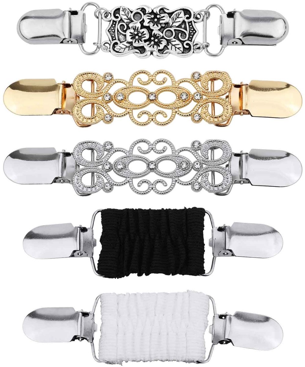 Cosensi - Dress Clips - Kledingclips voor Dames - Elegant Vintage Kledingaccessoire - Goud, Zilver, Zwart, Wit - Anti-slip Kledingclips - Geschikt ...