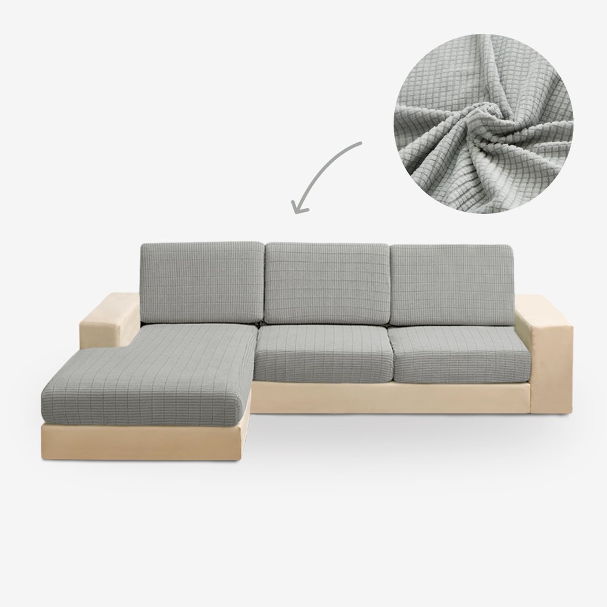 BankhoesDiscounter Rugleuning Hoes – Bankhoes – Kussenhoezen – Rugkussen – Knitted – Lichtgrijs