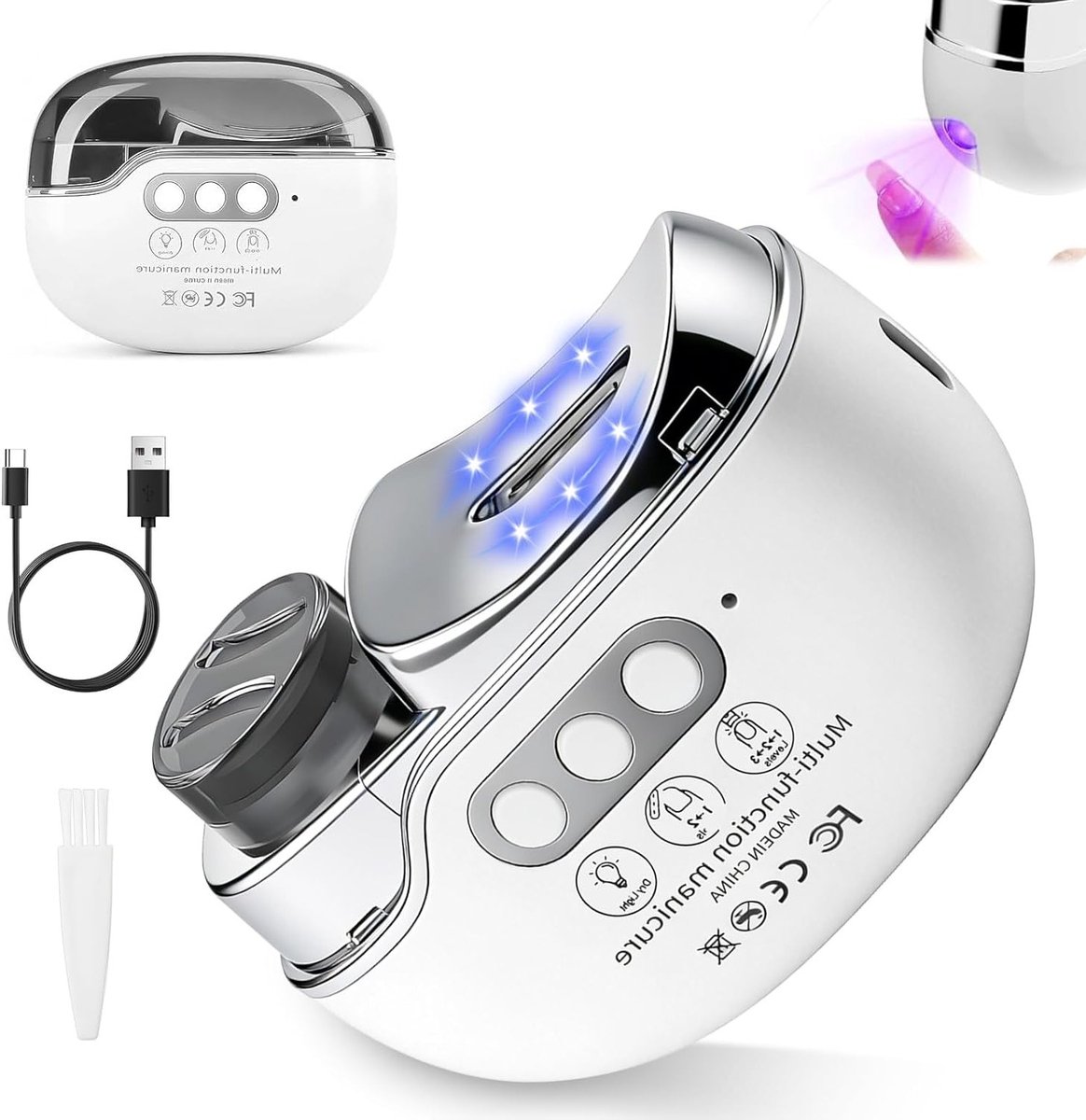 Draagbare 4-in-1 Elektrische Nagelknipper en Vijl met Verstelbare Functies voor Kinderen, Volwassenen en Ouderen, Ideaal voor Manicure en Pedicure
