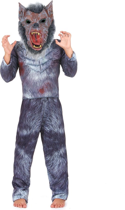 Portier Samengroeiing Bedrijf PALAMON - Eng grijs weerwolf kostuum met masker voor kinderen - 128 (5-7  jaar) | bol.com