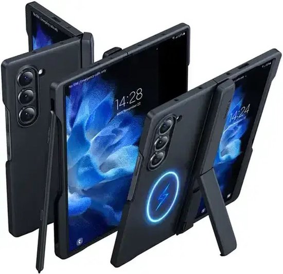 TORRAS Armor Stand Hoesje Geschikt voor Samsung Galaxy Z Fold 6 - Compatibel met MagSafe - Back Cover met Kickstand - Zwart