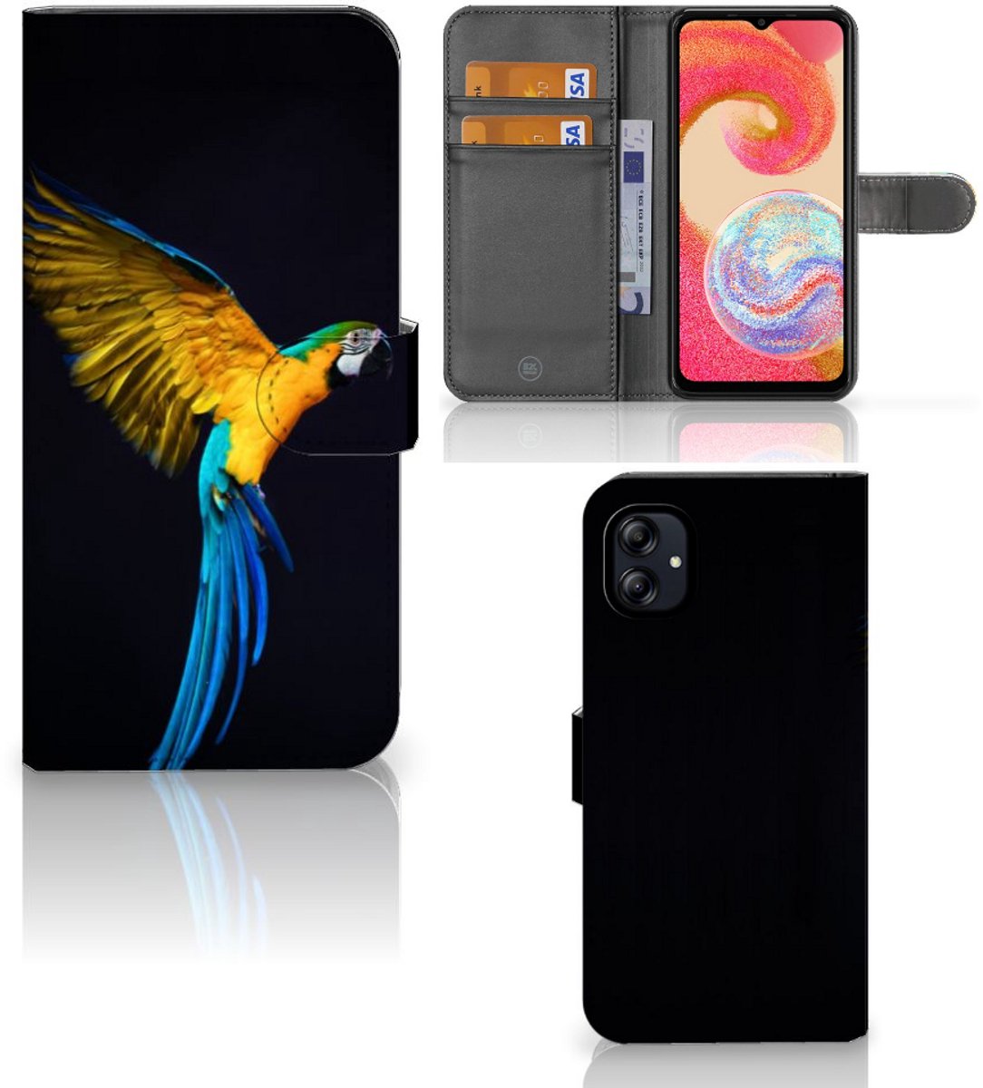 Samsung Galaxy A04e Telefoonhoesje met Pasjes Papegaai