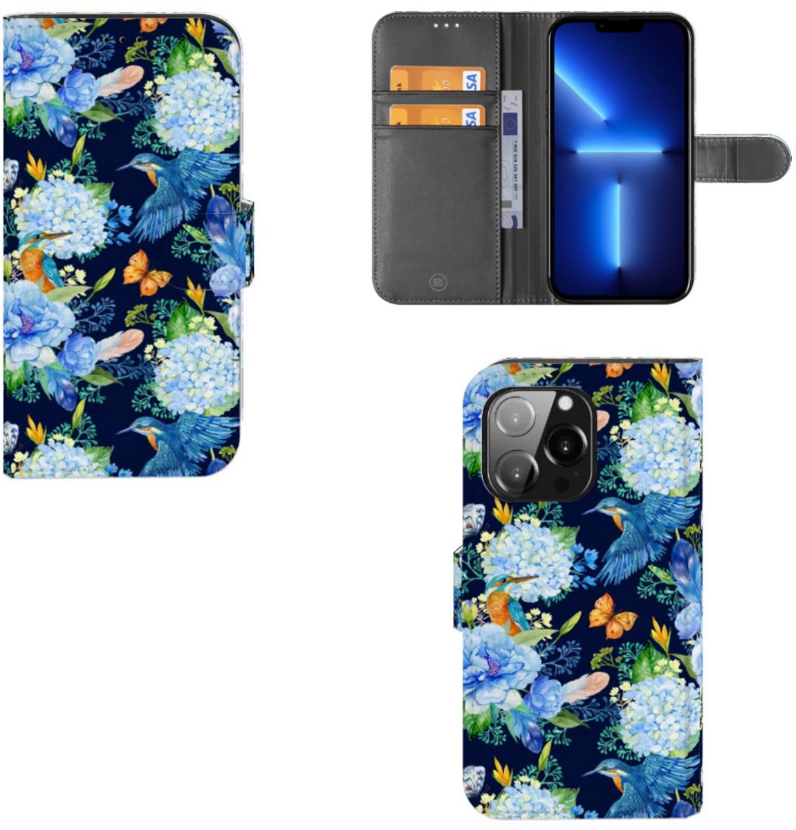 Telefoonhoesje met Pasjes voor iPhone 13 Pro IJsvogel