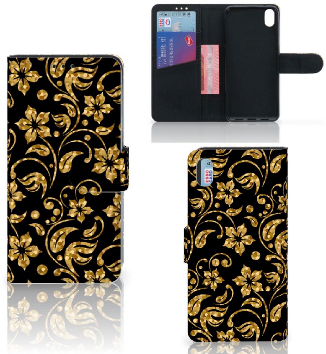 Xiaomi Redmi 7A Hoesje Gouden Bloemen