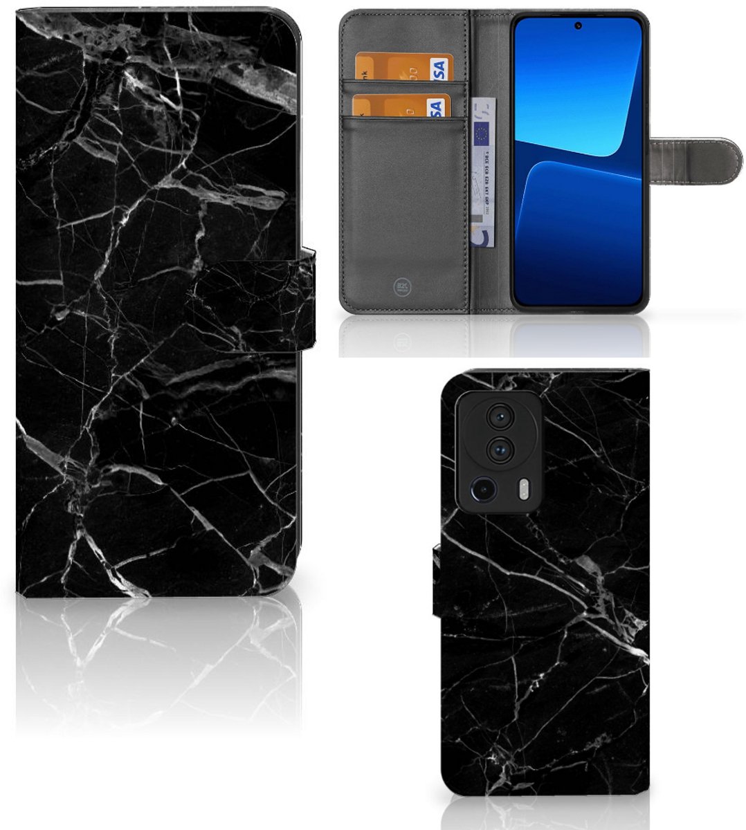 Xiaomi 13 Lite Bookcase Marmer Zwart - Origineel Cadeau Vader