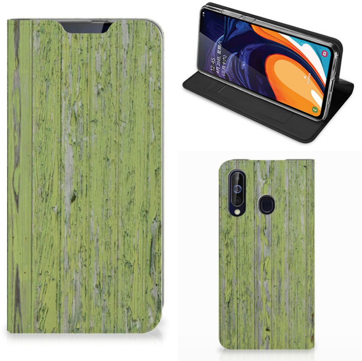 Samsung Galaxy A60 Book Wallet Case Green Wood