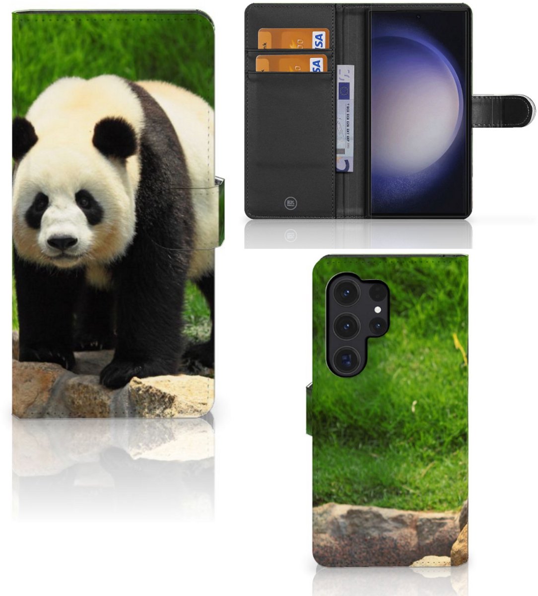 Samsung Galaxy S24 Ultra Telefoonhoesje met Pasjes Panda
