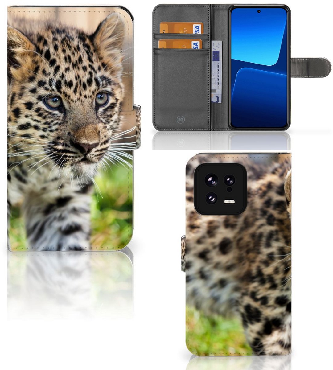 Xiaomi 13 Telefoonhoesje met Pasjes Baby Luipaard