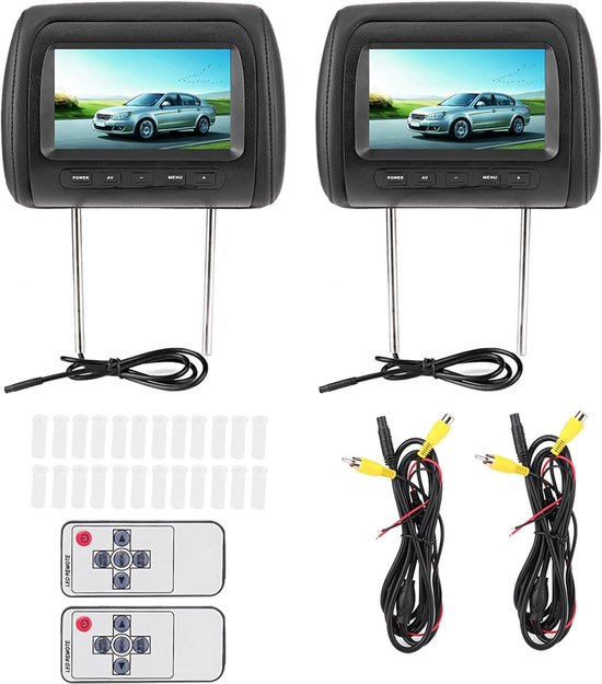 Hoofdsteun Monitor - Auto Scherm - Reis Vermaak - Dubbelkanaals Infrarood - 7 Inch - Zwart — afbeelding 4