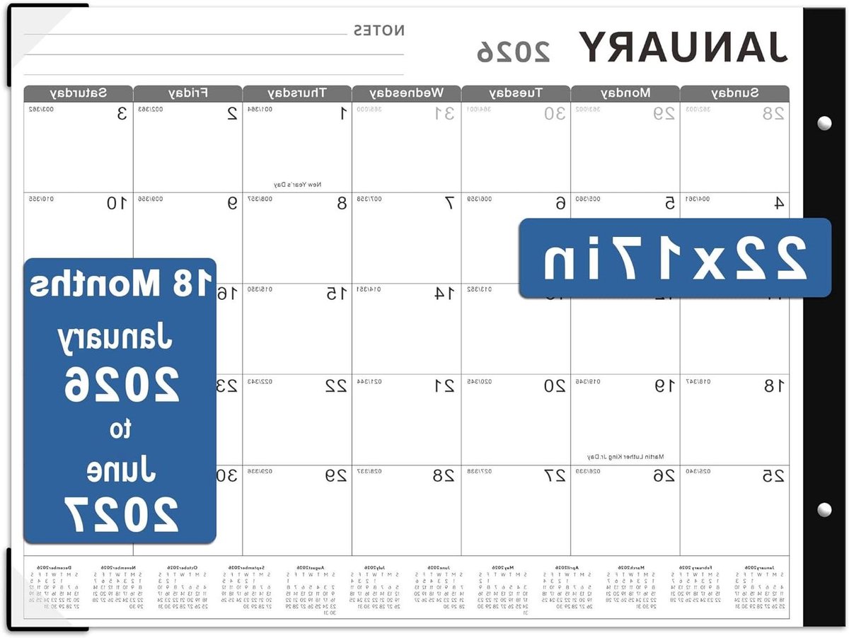 Bureaukalender 2024-2025 - Agendakalender Planner - Maandelijkse Planning - Grote Gelinieerde Blokken - 22 x 17 Inch - Wit