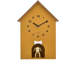 Karlsson Wandklok Dog House - Okergeel - 11.5x26.5x36.5cm - Wandklok Modern