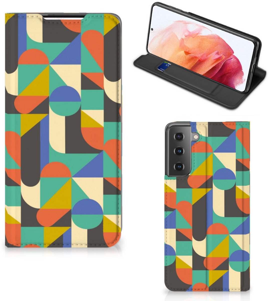 Samsung Galaxy S21 Hoesje met Magneet Funky Retro