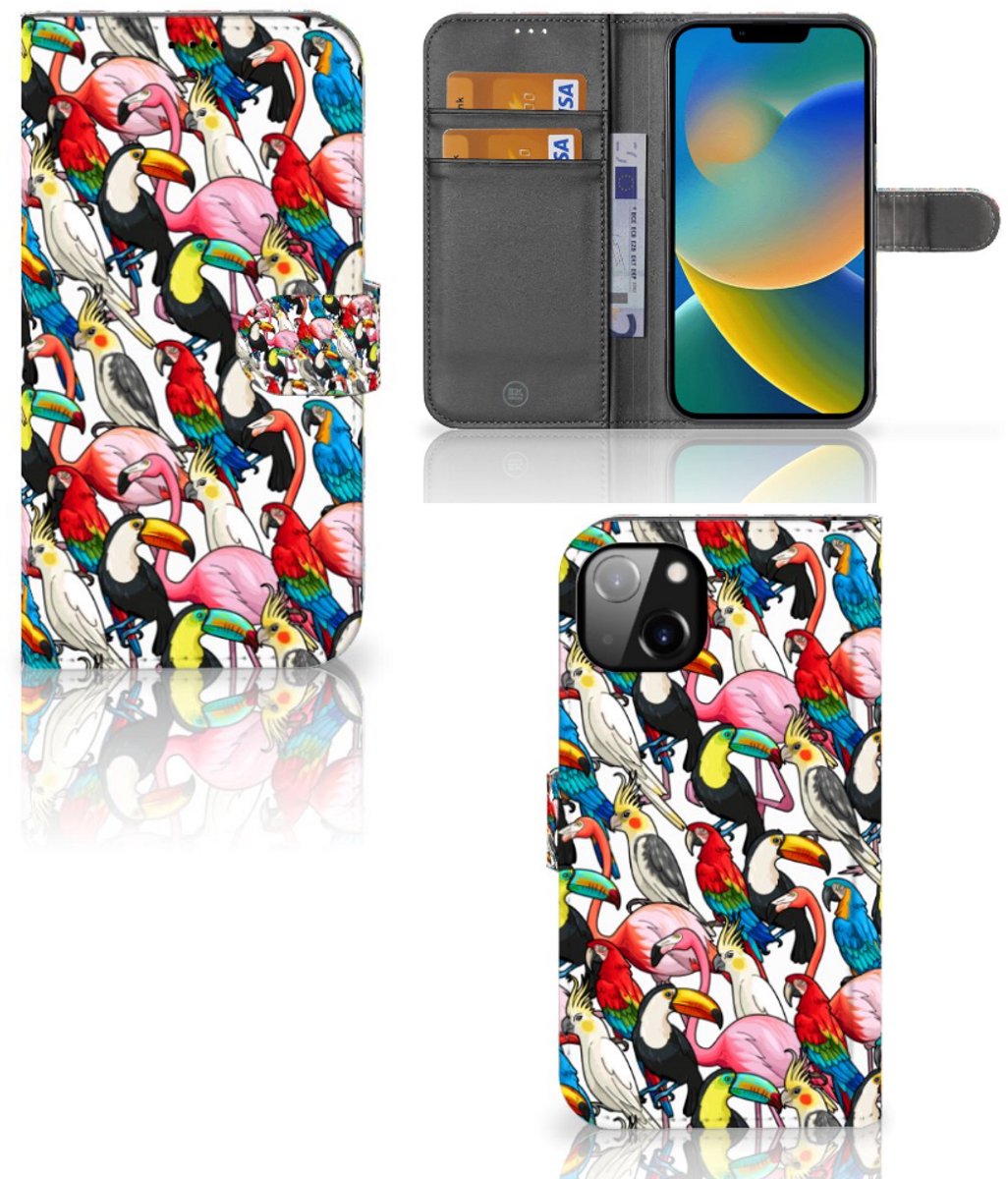iPhone 14 Plus Telefoonhoesje met Pasjes Birds