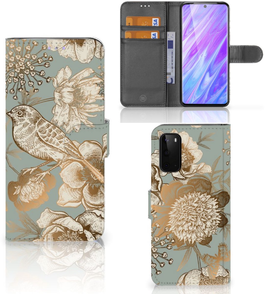 Hoesje voor Samsung Galaxy S20 Vintage Bird Flowers